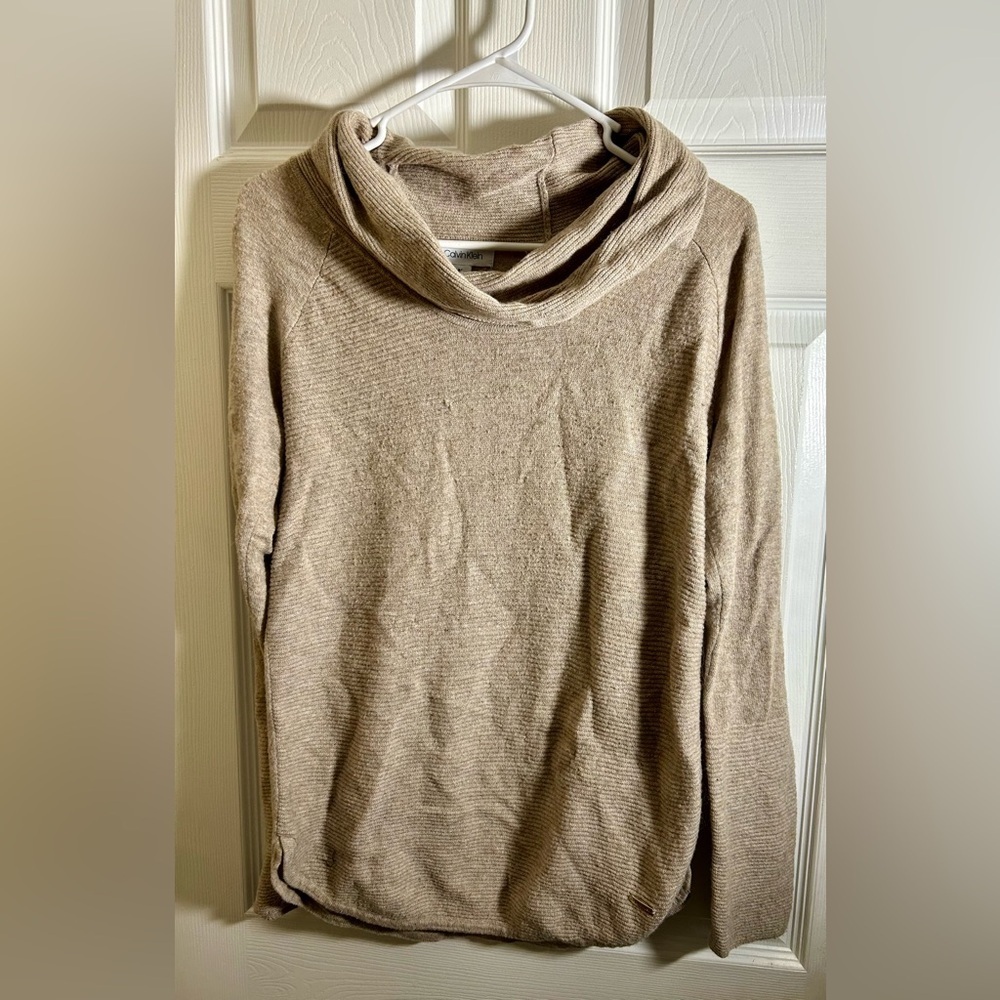 Calvin Klein Women's Cowl Neck Sweater - Tan